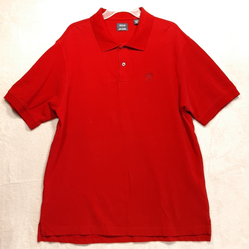 IZOD Mens Silk Wash Polo Shirt Sz.Large/Dark Red/100% Cotton
